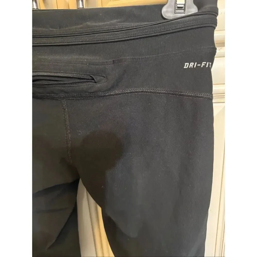 Nike Women's Dri-fit Running Cropped Capri Activewear Leggings Black Small